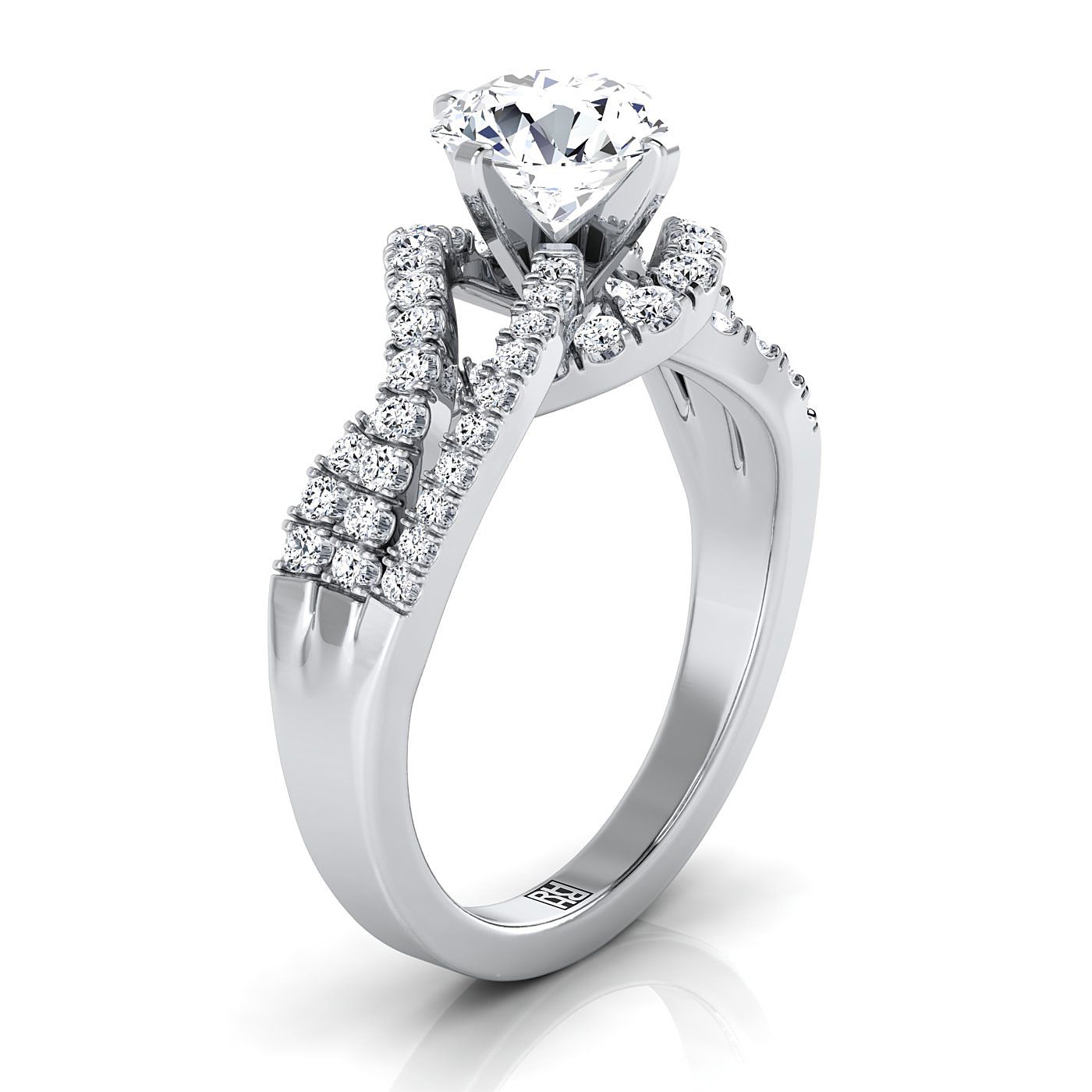 The Marguerite Select Pavé Engagement Ring with Lab Diamond in 18K White Gold - view 2