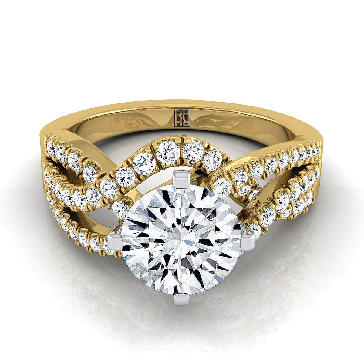 The Marguerite round engagement ring setting in 18K Yellow Gold | RockHer