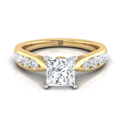 Pinched Channel Side Stone Princess, in 18K Yellow Gold | RockHer