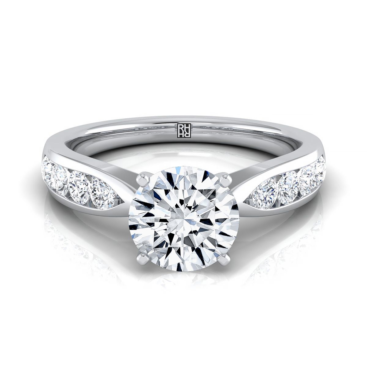 The Micaela round engagement ring setting in 18K White Gold | RockHer