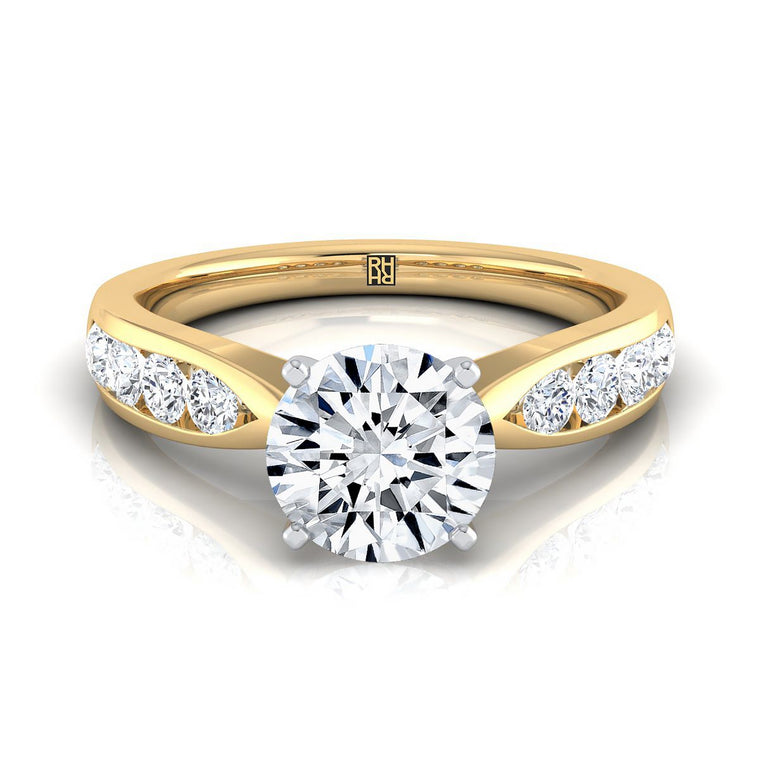 The Micaela Select Channel Set Round Lab Diamond Engagement Ring in 18K Yellow Gold