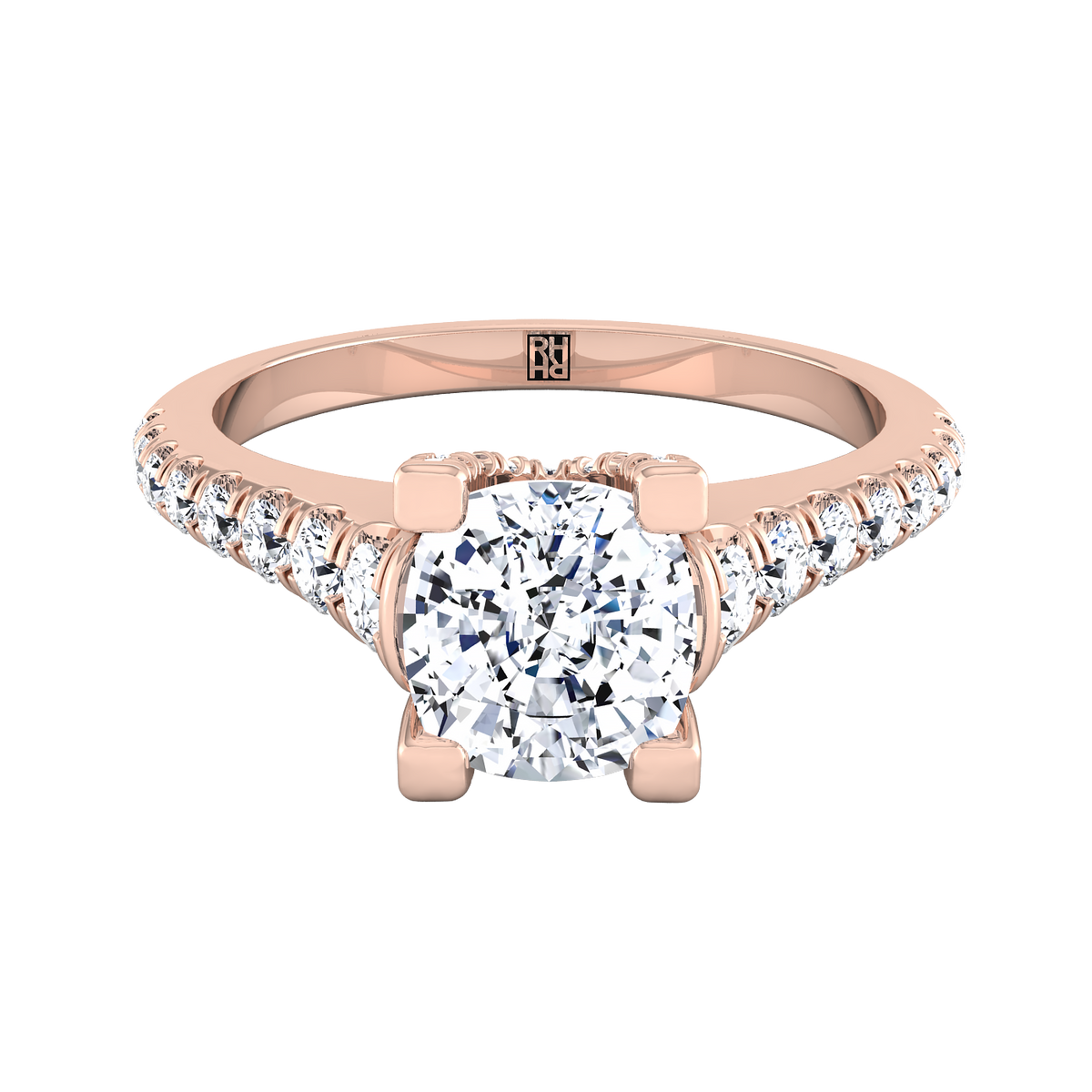 The Mimi engagement ring setting in 14K Rose Gold, select pavé cut design | RockHer