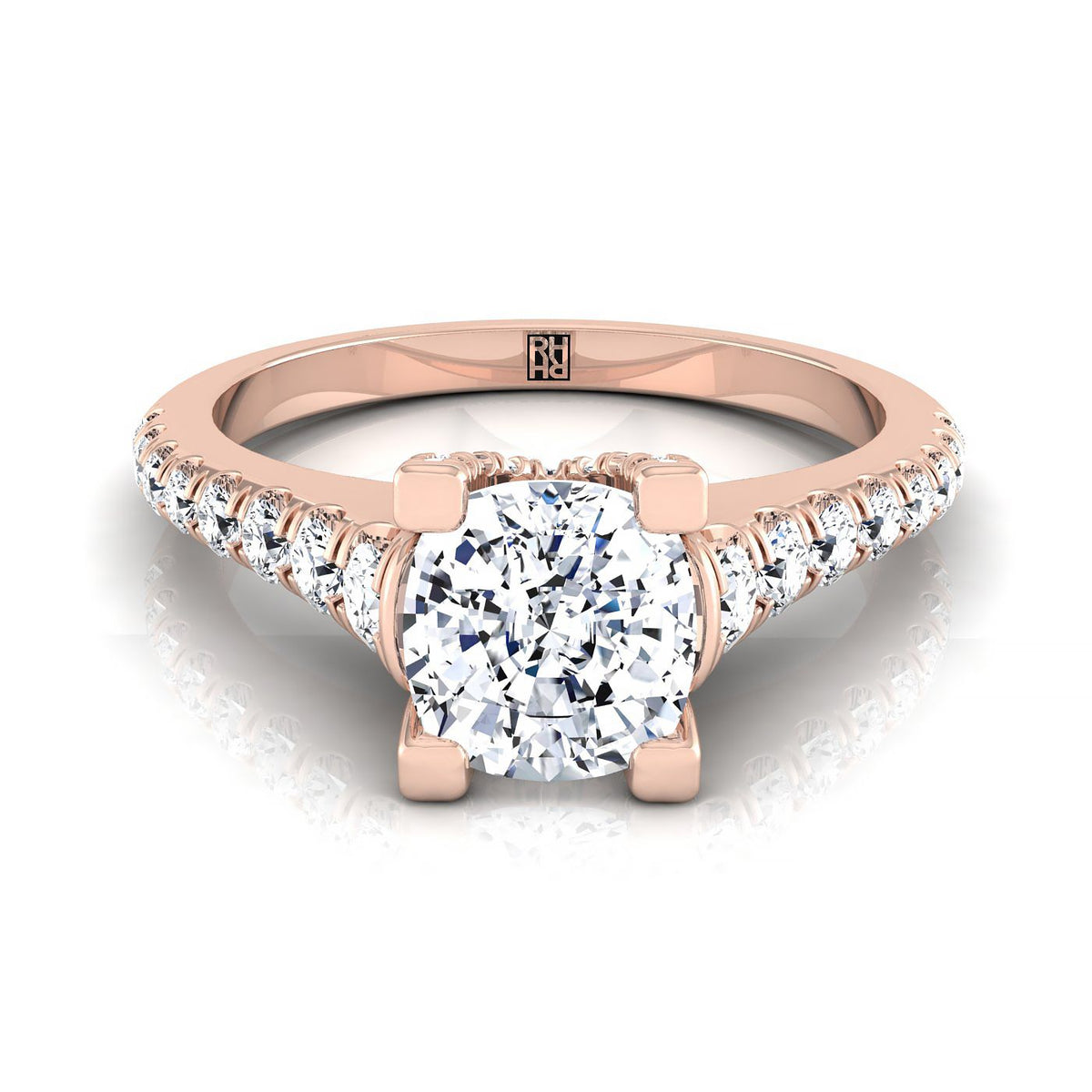 The Mimi cushion engagement ring setting in 14K Rose Gold | RockHer