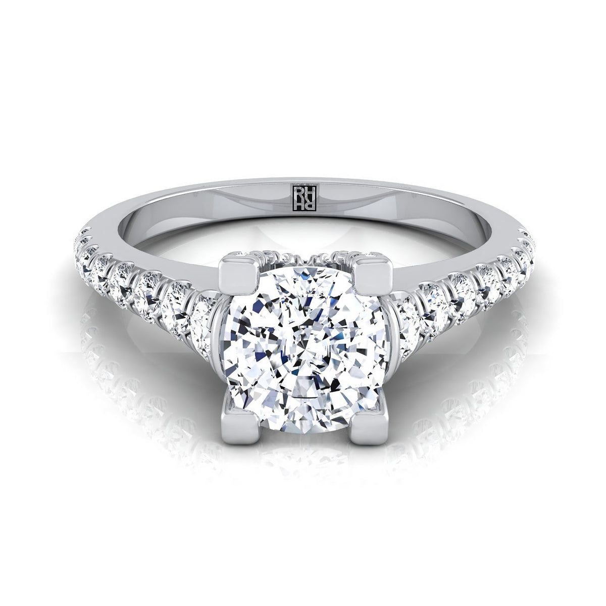 The Mimi cushion engagement ring setting in 18K White Gold | RockHer