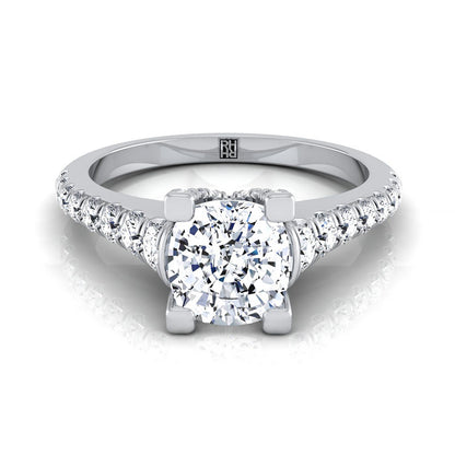 Graduated Linear Pavé Cushion, in 18K White Gold | RockHer