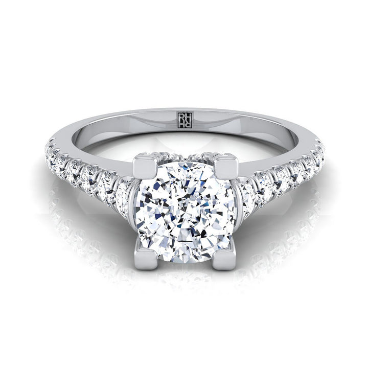 Graduated Linear Pavé Cushion, in 18K White Gold | RockHer