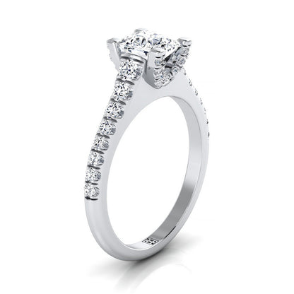 Graduated Linear Pavé Cushion, in 18K White Gold – side profile | RockHer