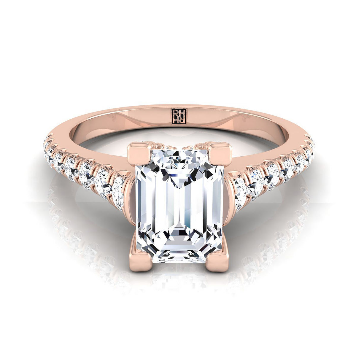 The Mimi emerald engagement ring setting in 14K Rose Gold | RockHer
