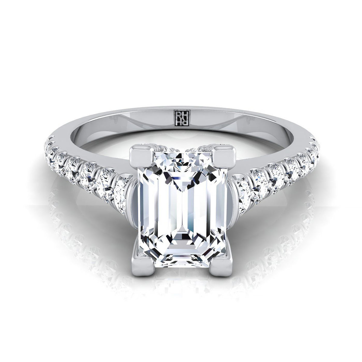 The Mimi emerald engagement ring setting in 18K White Gold | RockHer