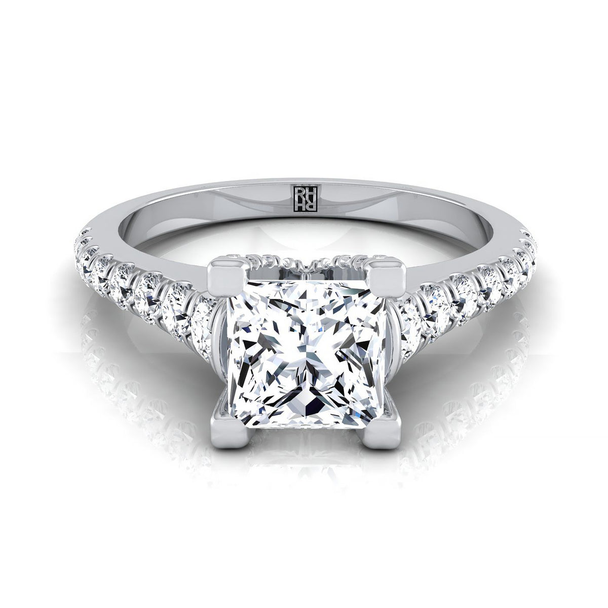 The Mimi princess engagement ring setting in 18K White Gold | RockHer