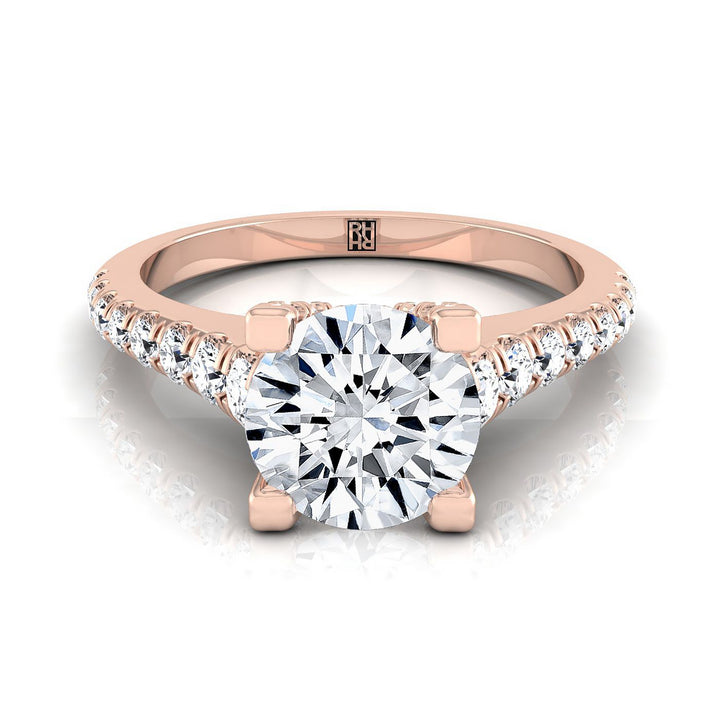 Round Brilliant, Graduated Linear Pavé, in 14K Rose Gold, prong setting | RockHer
