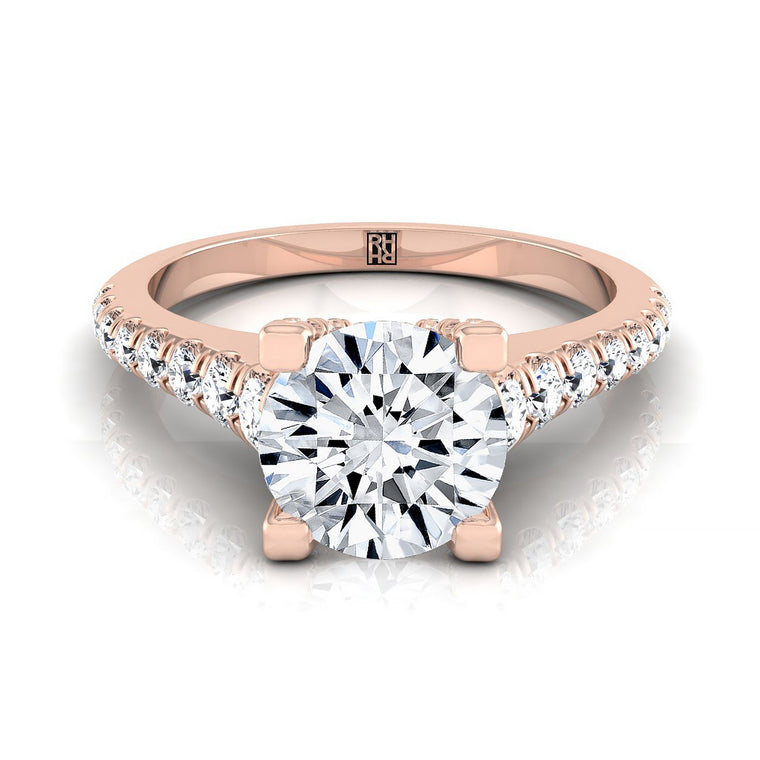 The Mimi Graduated Linear Pavé Round Engagement Ring Setting in 14K Rose Gold