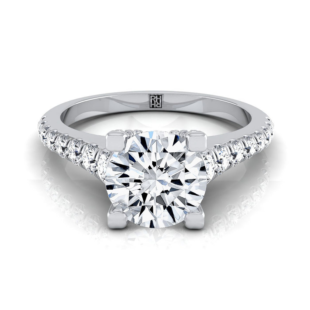 The Mimi round engagement ring setting in 18K White Gold | RockHer