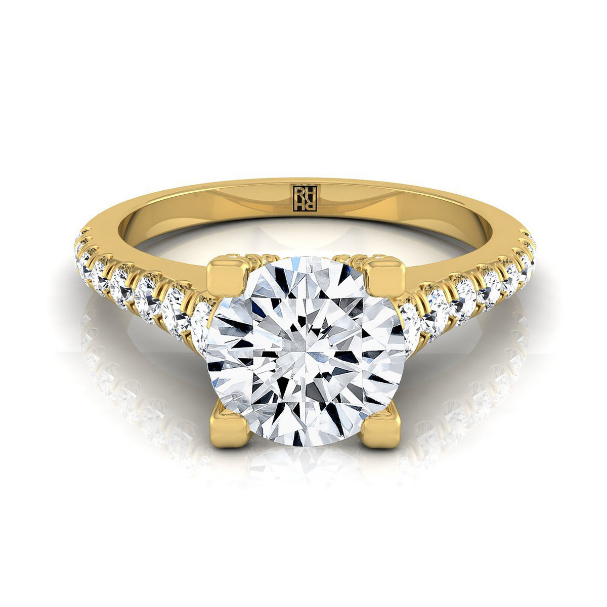 The Mimi round engagement ring setting in 18K Yellow Gold | RockHer