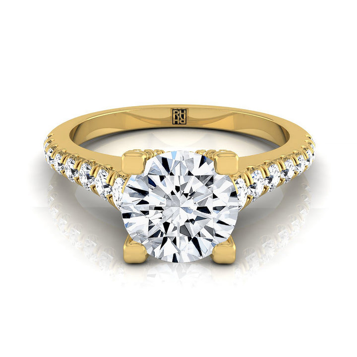 Round Brilliant, Graduated Linear Pavé, in 18K Yellow Gold | RockHer