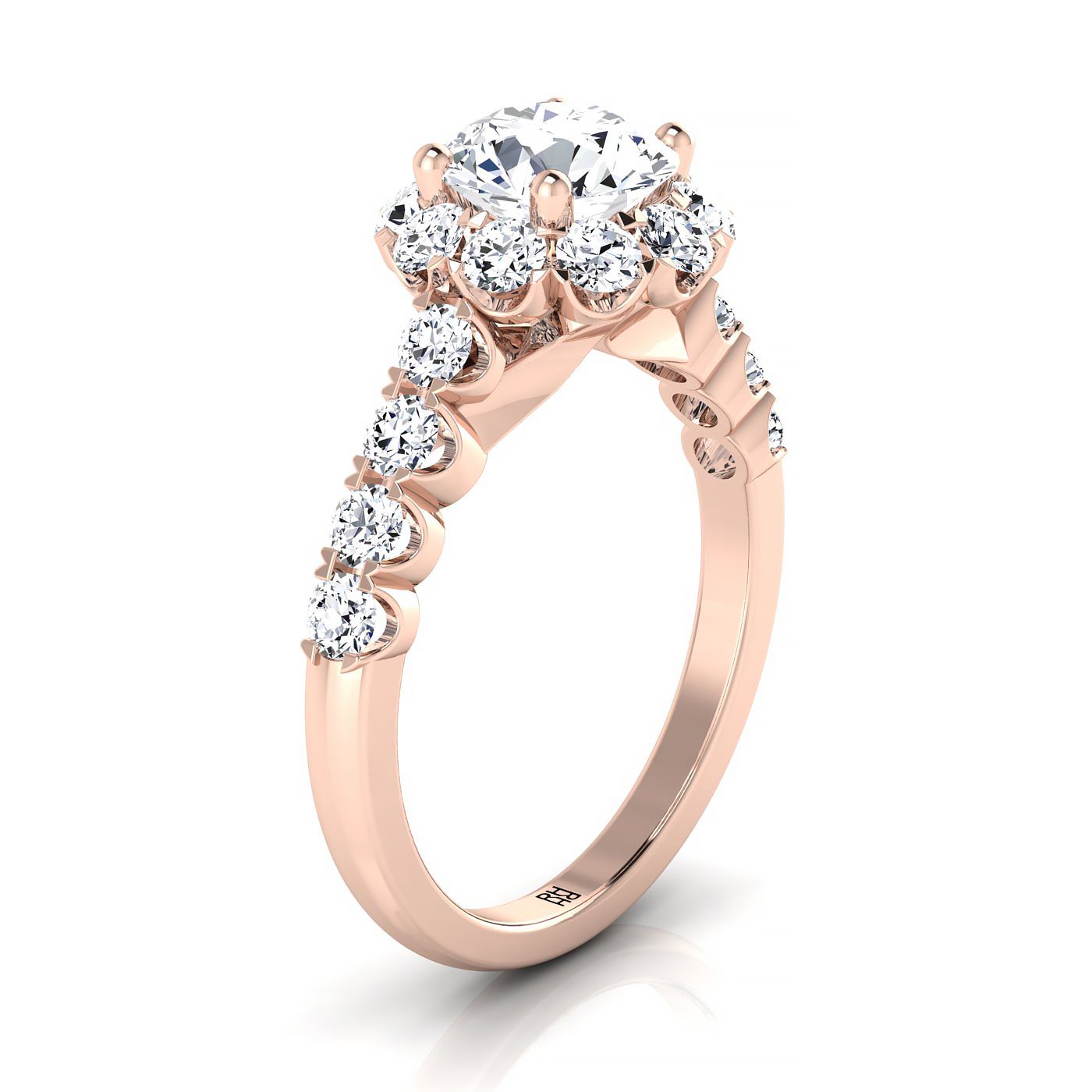 RockHer atelier photo of The Musetta round engagement ring setting in 14K Rose Gold