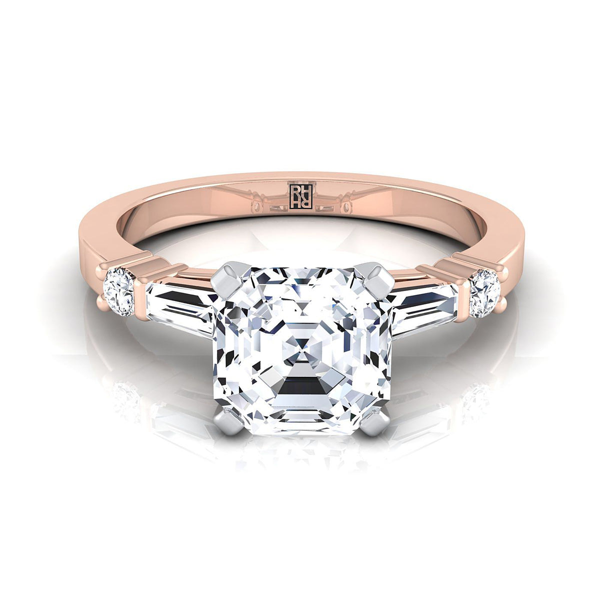 The Diana asscher engagement ring setting in 14K Rose Gold | RockHer