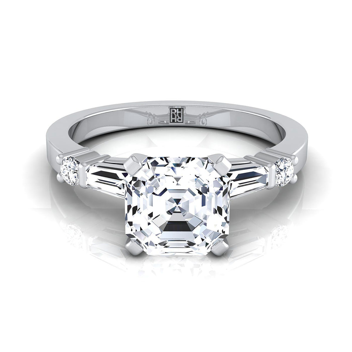 The Diana asscher engagement ring setting in 18K White Gold | RockHer