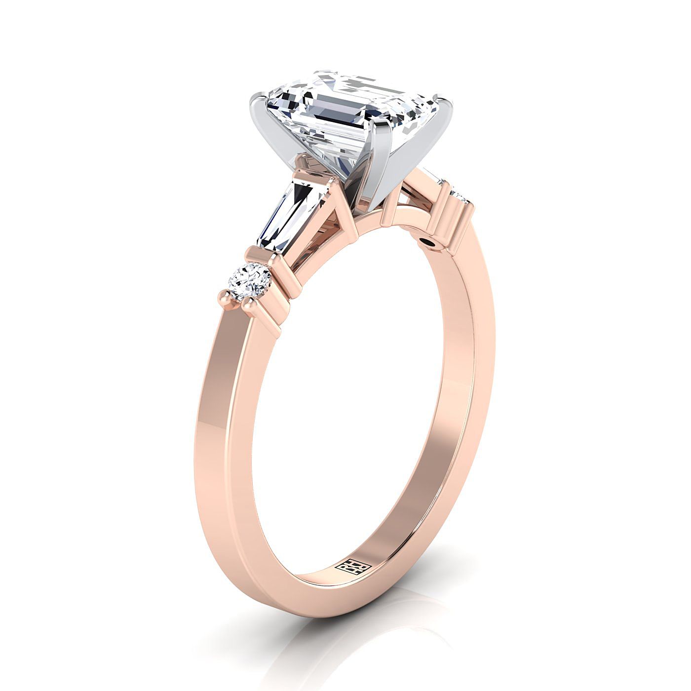 Select Tapered Baguette Three Stone Cut styling on The Diana emerald engagement ring setting | RockHer