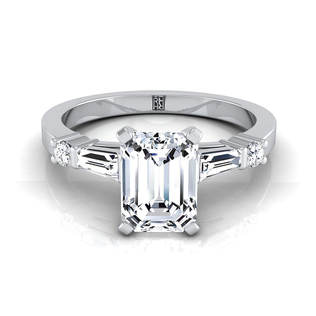 The Diana emerald engagement ring setting in Platinum | RockHer