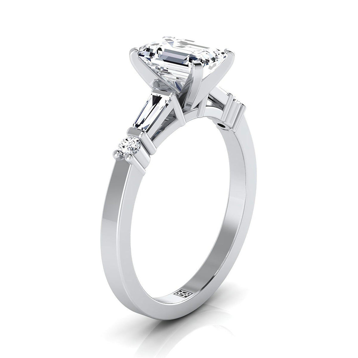 Select Tapered Baguette Three Stone Cut styling on The Diana emerald engagement ring setting | RockHer