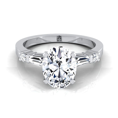 Baguette and Round Side Stone Oval, in 18K White Gold – view 8 | RockHer