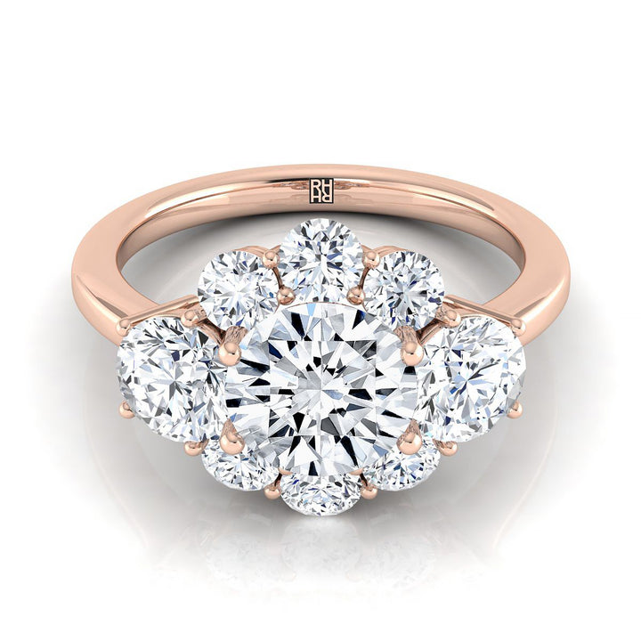 Round Brilliant, Modern Blossom Cluster, in 14K Rose Gold – view 8 | RockHer