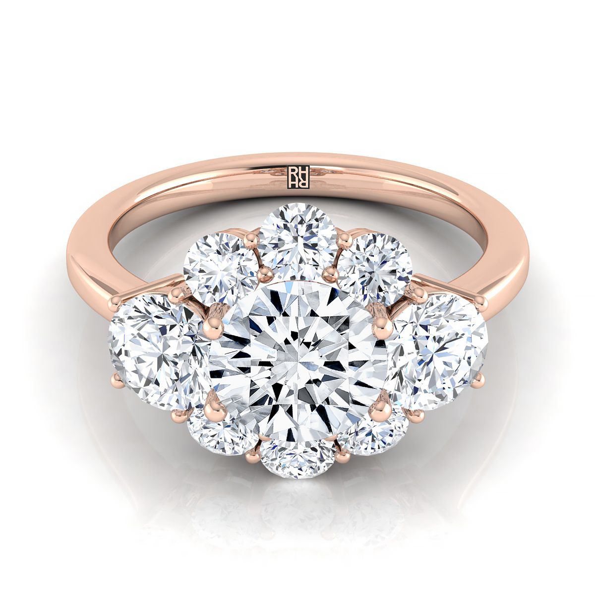 Pamina Select Cluster Halo Round Lab Diamond Engagement Ring in 14K Rose Gold | RockHer