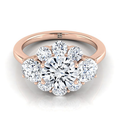 Pamina Select Cluster Halo Round Lab Diamond Engagement Ring in 14K Rose Gold | RockHer