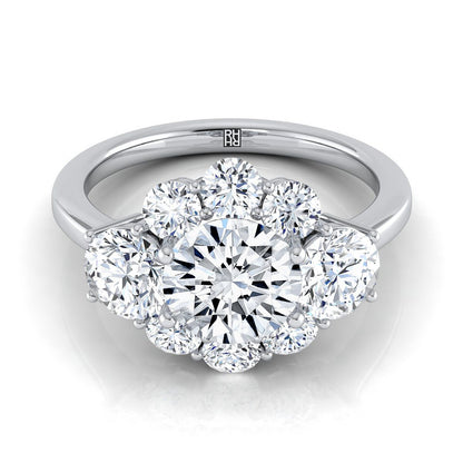 Pamina Select Cluster Halo Round Lab Diamond Engagement Ring in 18K White Gold | RockHer