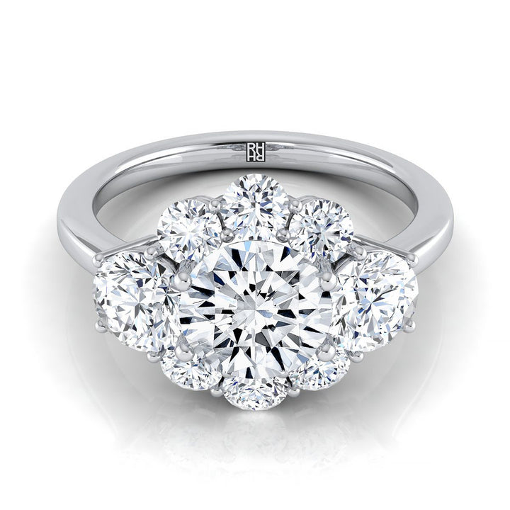Pamina Select Cluster Halo Round Lab Diamond Engagement Ring in 14K White Gold | RockHer