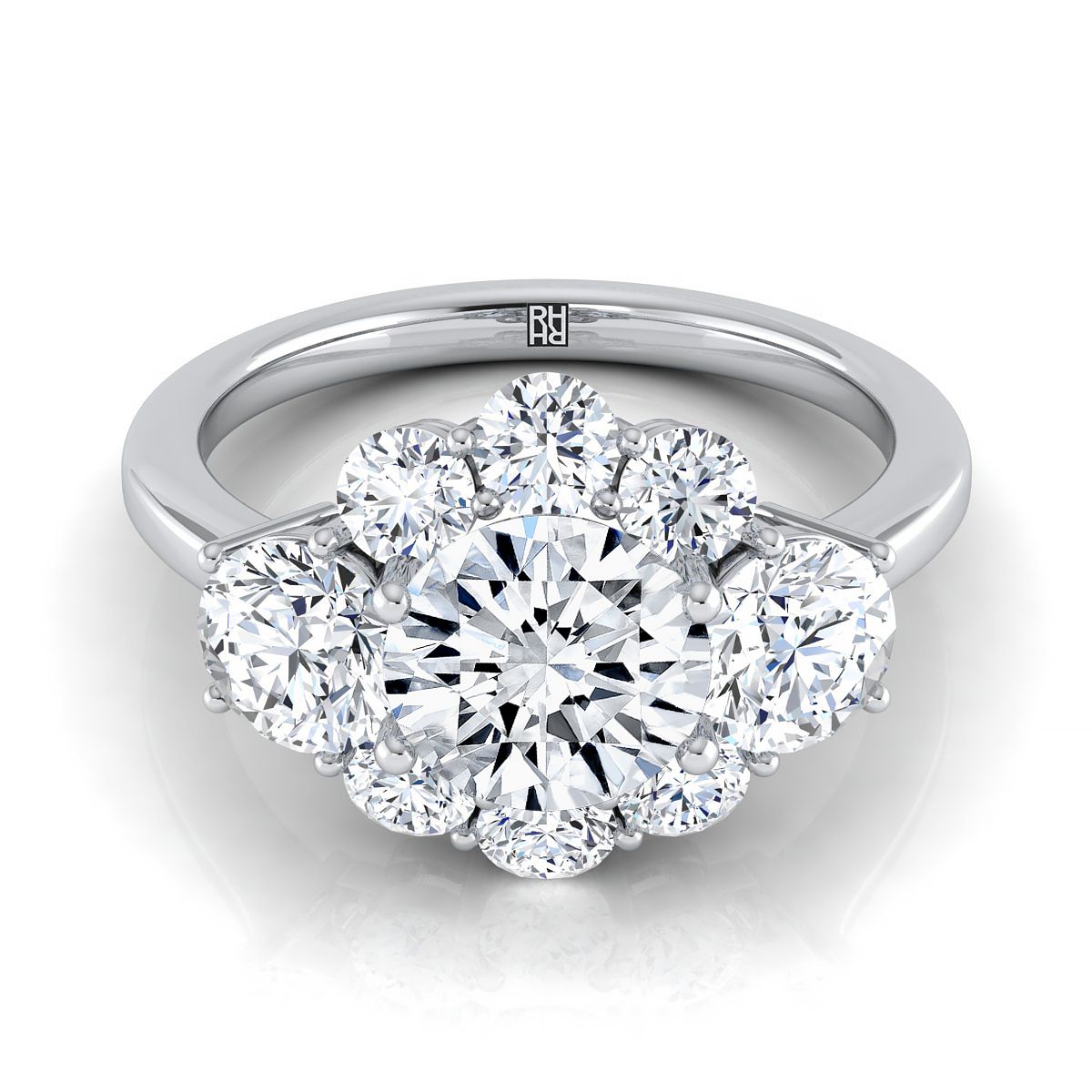 Pamina Select Cluster Halo Round Lab Diamond Engagement Ring in Platinum | RockHer