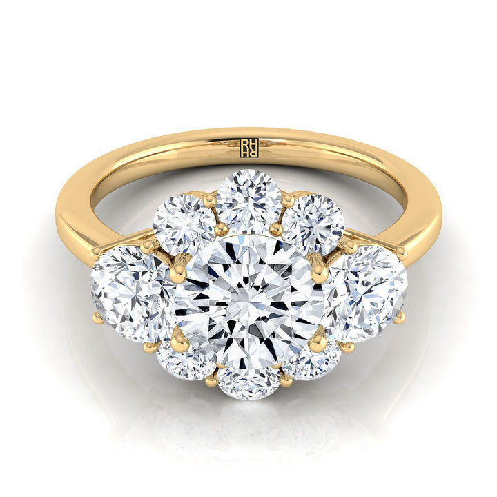 Round Brilliant, Modern Blossom Cluster, in 18K Yellow Gold | RockHer