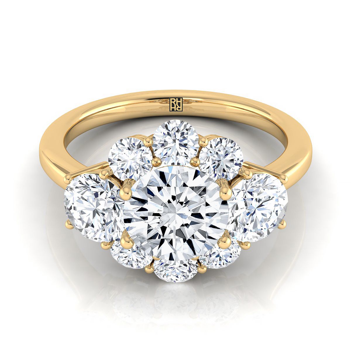 Pamina Select Cluster Halo Round Lab Diamond Engagement Ring in 18K Yellow Gold | RockHer