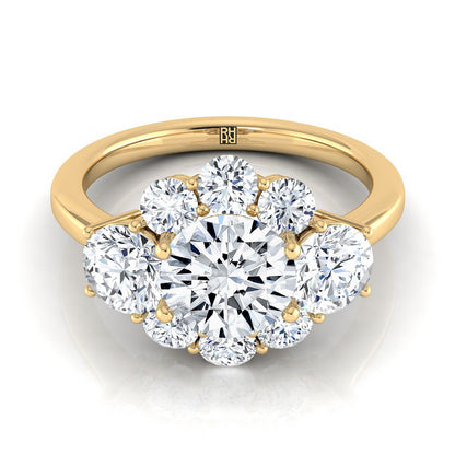 Pamina Select Cluster Halo Round Lab Diamond Engagement Ring in 18K Yellow Gold | RockHer