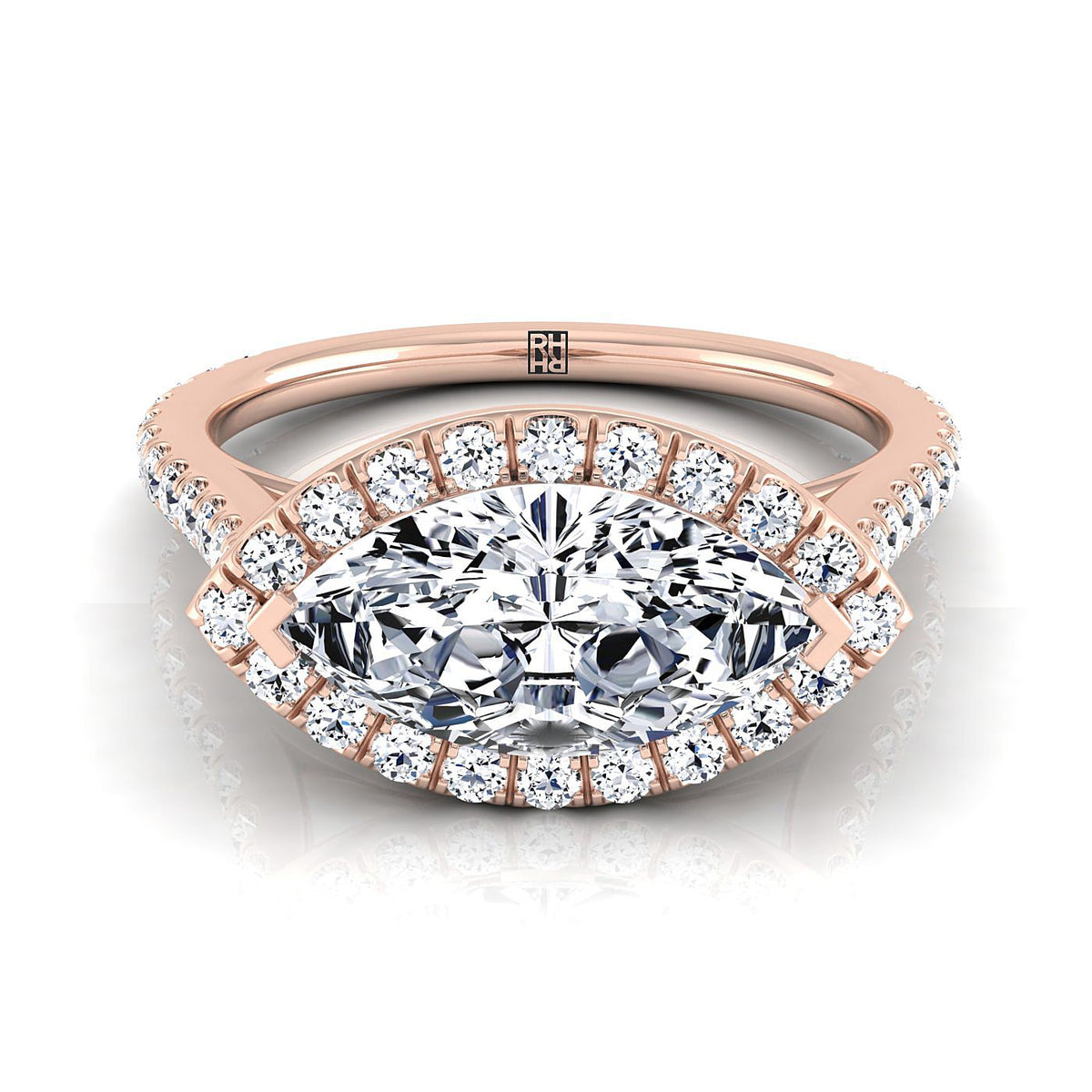 The Christina marquise engagement ring setting in 14K Rose Gold | RockHer