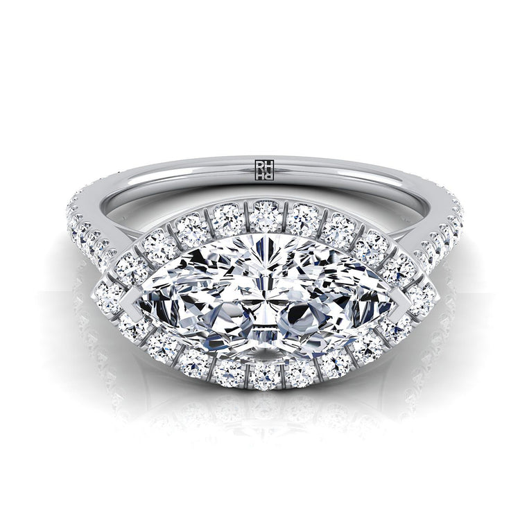 The Christina Select Halo Marquise Lab Diamond Engagement Ring in Platinum