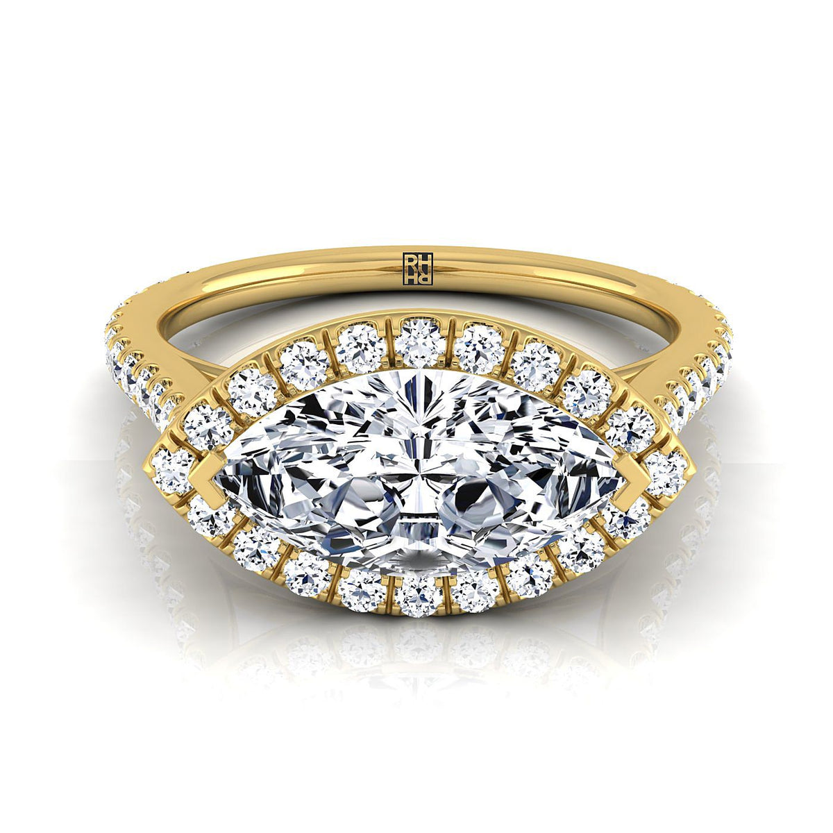 The Christina marquise engagement ring setting in 18K Yellow Gold | RockHer