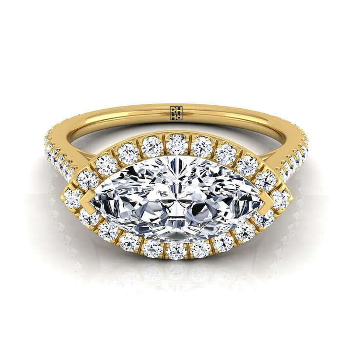 The Christina Select Halo Engagement Ring with Lab Diamond in 18K Yellow Gold - view 1