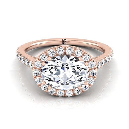 East West Horizontal Halo Oval, in 14K Rose Gold | RockHer