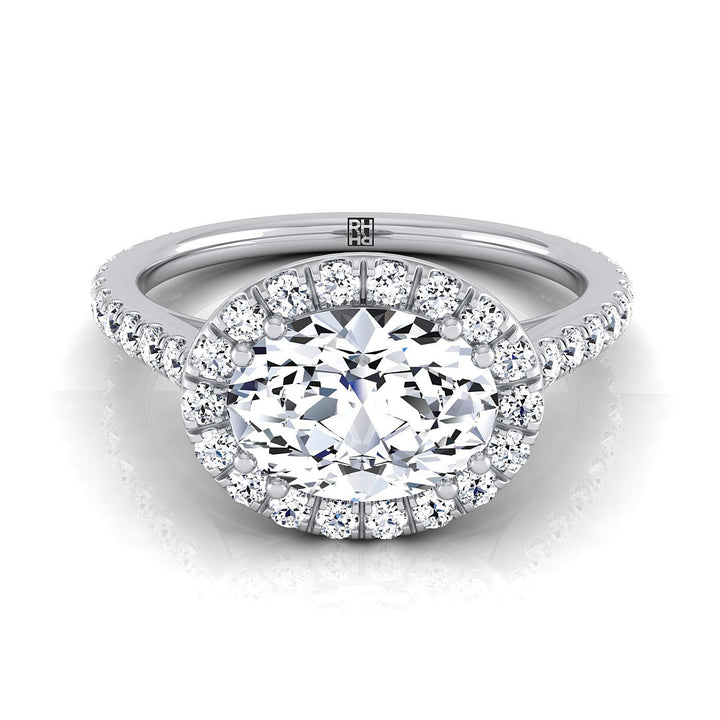 East West Horizontal Halo Oval, in Platinum | RockHer