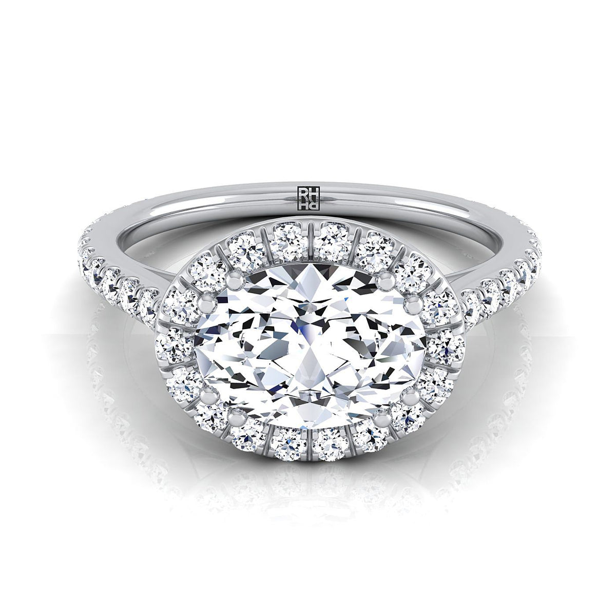 The Christina oval engagement ring setting in 18K White Gold | RockHer