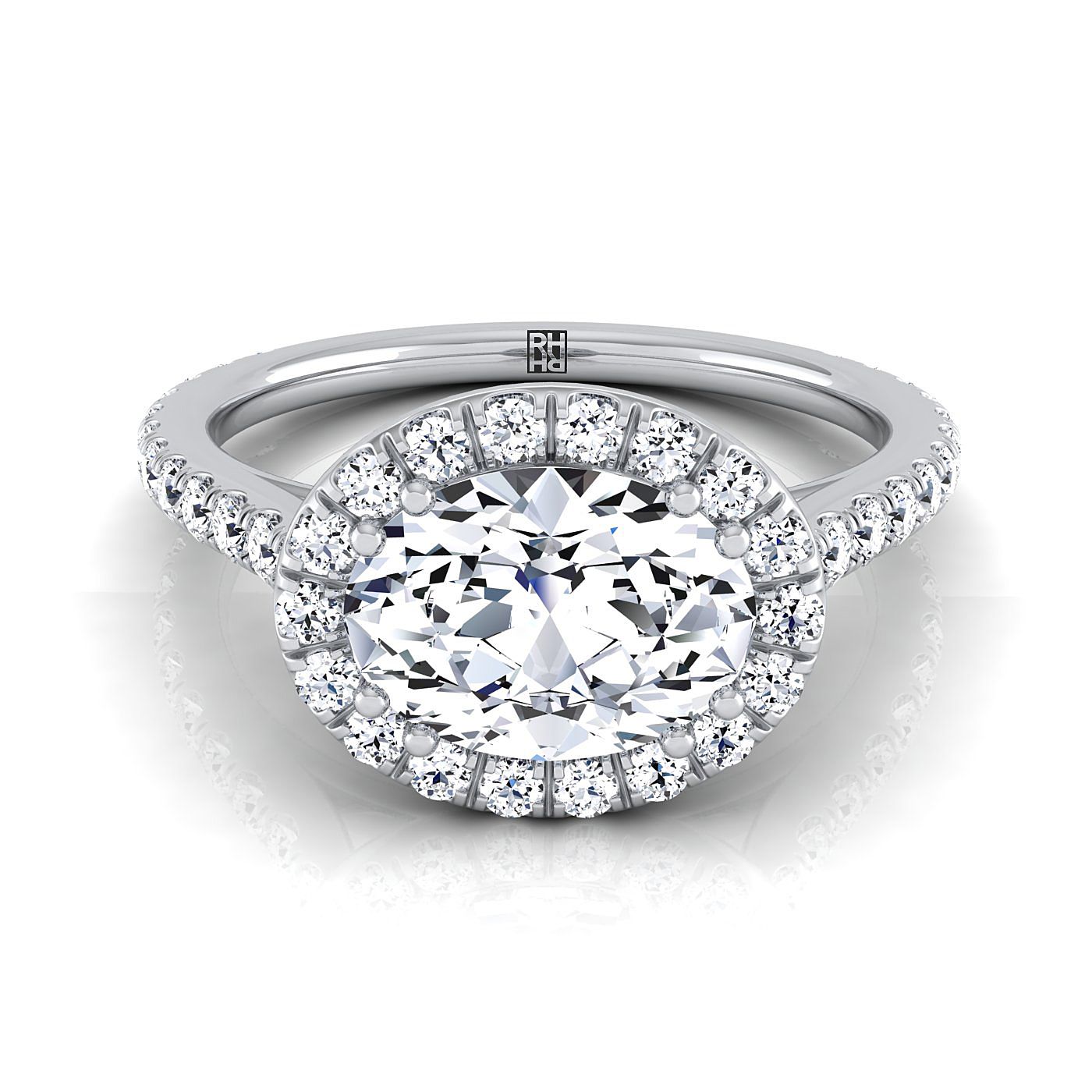 The Christina Select Halo Engagement Ring with Lab Diamond in 18K White Gold - view 1
