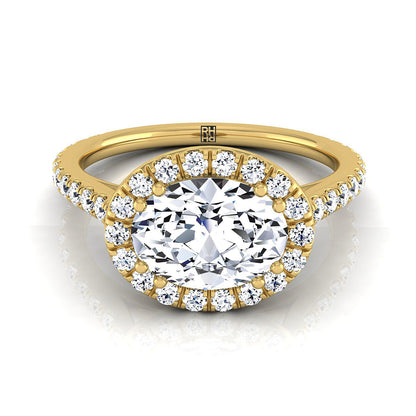 Christina Select East West Horizontal Halo Oval Lab Diamond Engagement Ring in 18K Yellow Gold | RockHer