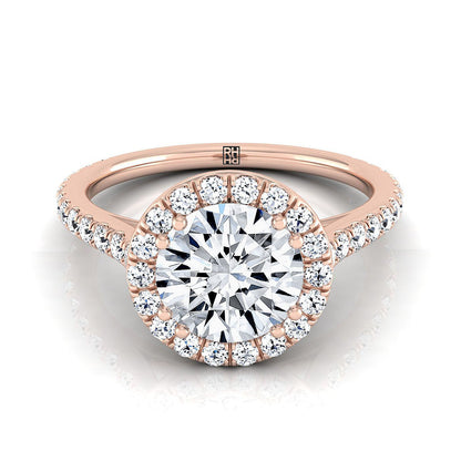 Round Brilliant, East West Horizontal Halo Round, in 14K Rose Gold | RockHer