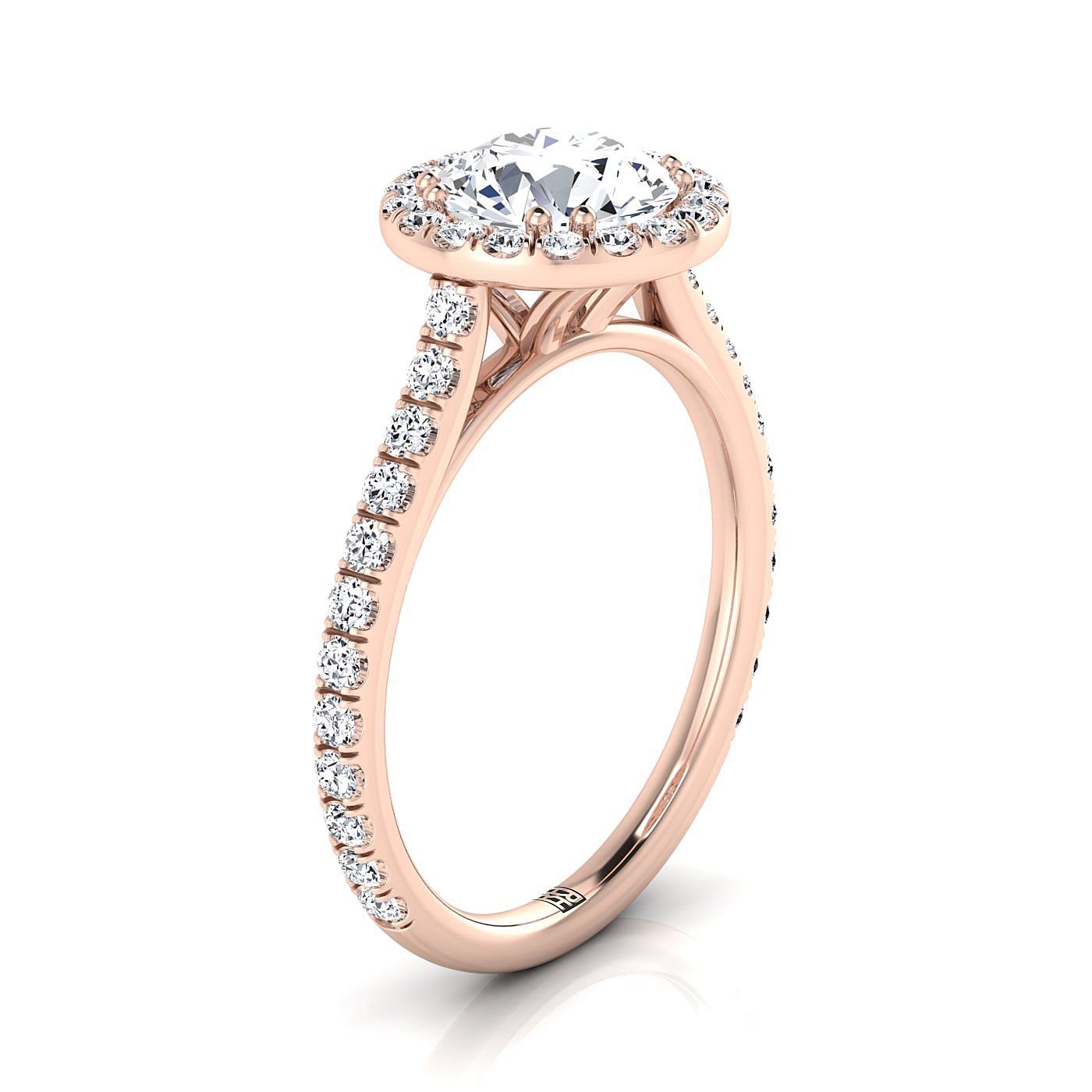 The Christina Select Halo Engagement Ring with Lab Diamond in 14K Rose Gold - view 2