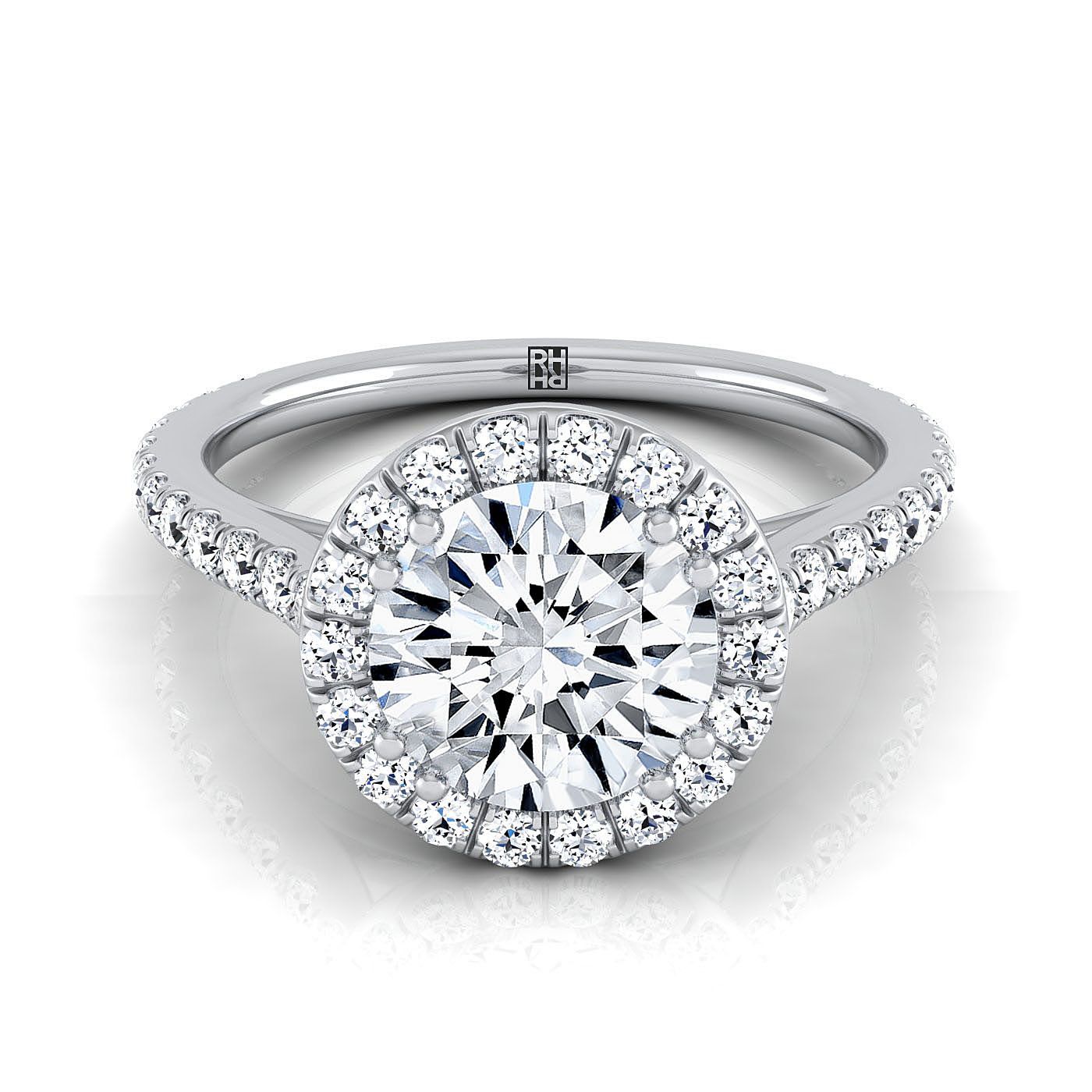 The Christina Select Halo Engagement Ring with Lab Diamond in 18K White Gold - view 1