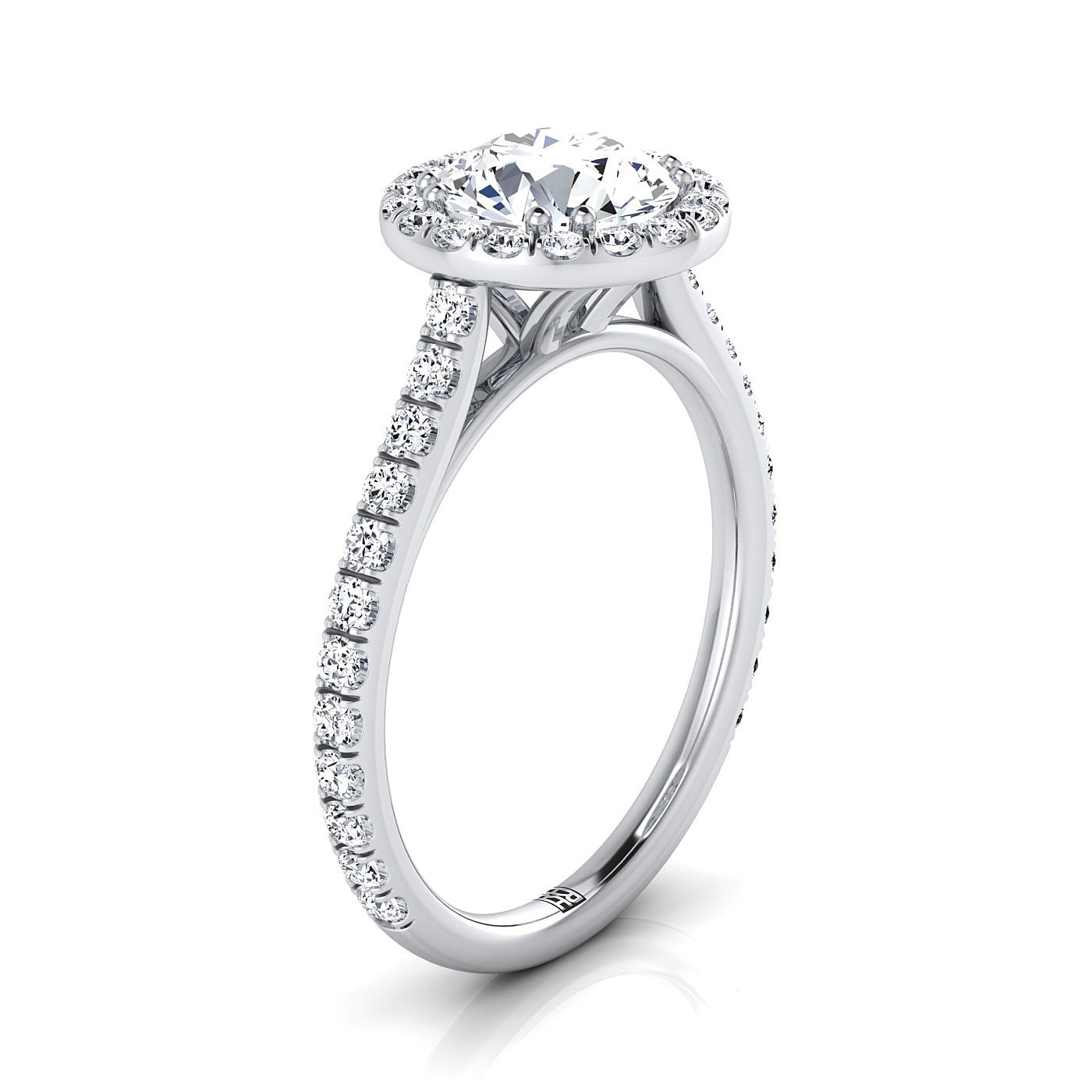 The Christina Select Halo Engagement Ring with Lab Diamond in 18K White Gold - view 2