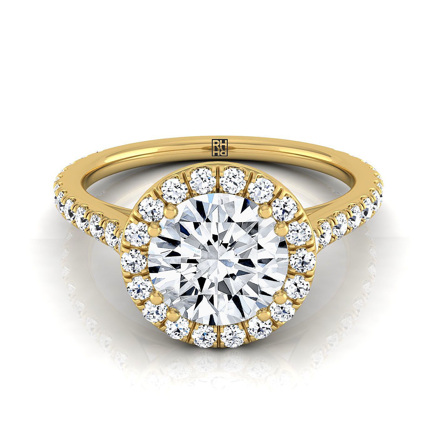 The Christina Select Halo Engagement Ring with Lab Diamond in 18K Yellow Gold - view 1
