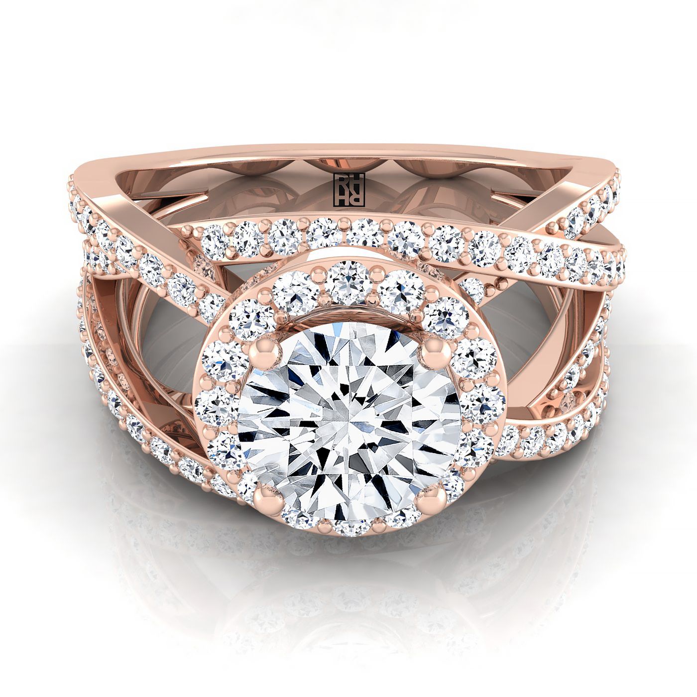 Rosina Select Open Intertwined Pavé Row Round Lab Diamond Engagement Ring in 14K Rose Gold | RockHer